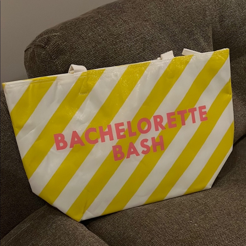 Bachelorette Bash Yellow and White Striped Tote Bag
